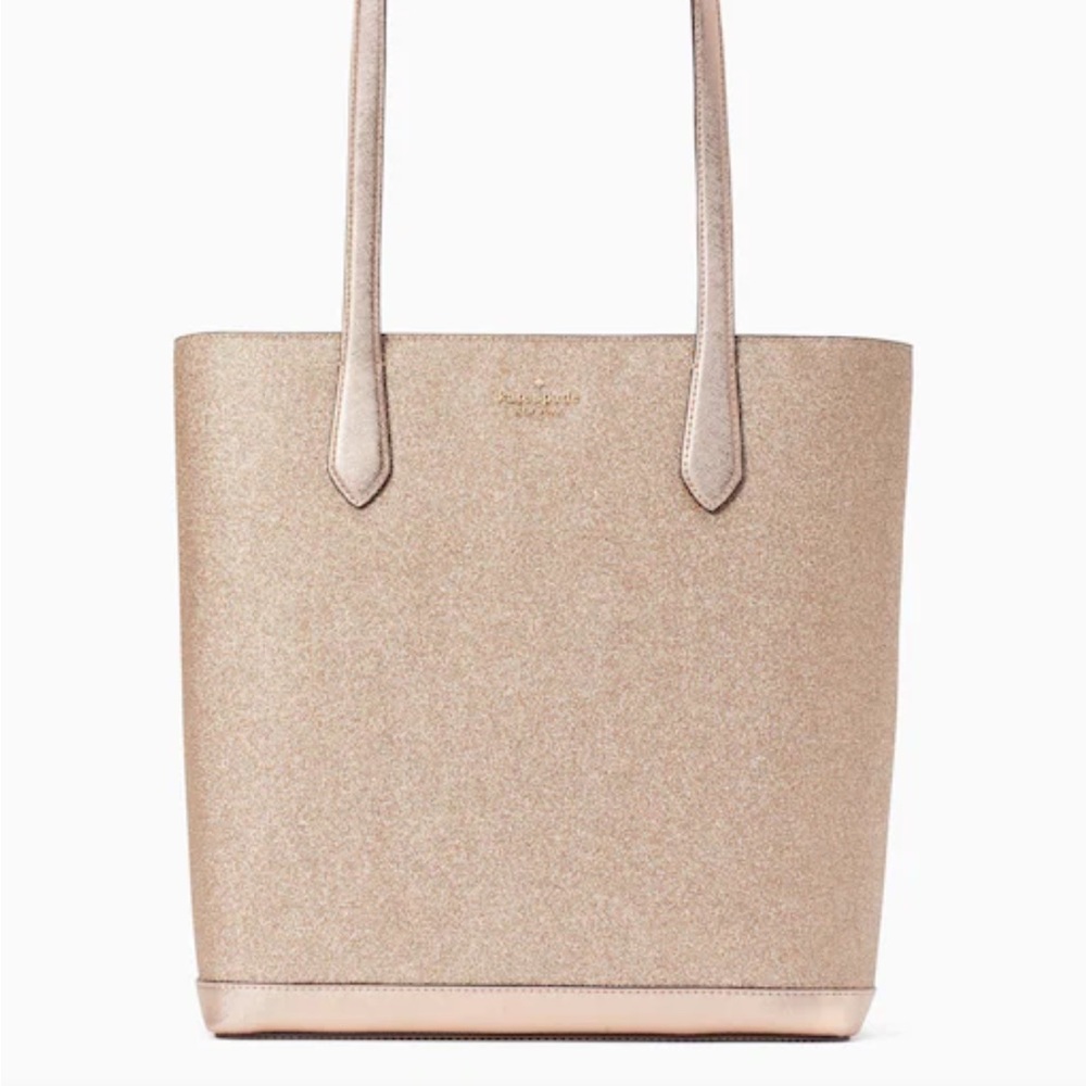 Kate Spade Tinsel Glitter Fabric Shoulder Tote Bag K9338 $359 Rose Gold